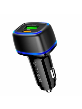 Автомобільний зарядний пристрій Borofone BZ14A Mercury 20W 1 USB-A + 1 USB-C Black