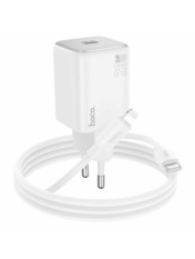 Мережевий зарядний пристрій Hoco N40 Mighty (1 USB-C) 20W + кабель Type-C to Lightning White