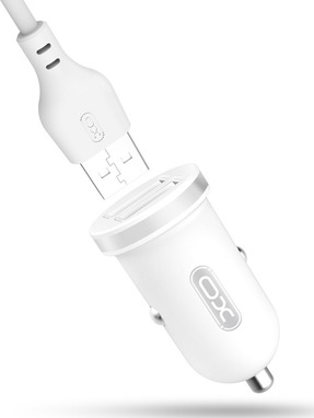 Автомобільний зарядний пристрій XO TZ08 12W 2 USB-A +кабель Type-C White (00000013365)
