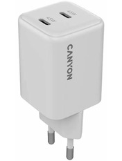 Мережевий зарядний пристрій Canyon CU45CC GaN (2 USB-C) 45W White (CNS-CUW45CC)