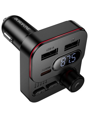 Автомобільний трансмітер Borofone BC61 Ocean 45W (1 USB-A + 1 USB-C) Black