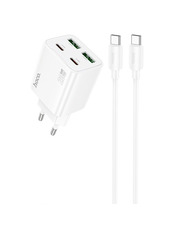 Мережевий зарядний пристрій Hoco N55 Fundador Type-C to Type-C White (2 USB-A + 2 USB-C) 20W + кабель Type-C to Type-C White