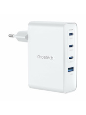 Мережевий зарядний пристрій Choetech GaN PD100W 1 USB-A + 3 USB-C 100 White Відсутній (1 USB-A + 3 USB-C) 100W White (PD9002)
