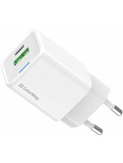 Мережевий зарядний пристрій ColorWay GaN Mini 20 Відсутній 1 USB-A + 1 USB-C White (1 USB-A + 1 USB-C) 20W White (CW-CHS062PD-WT)