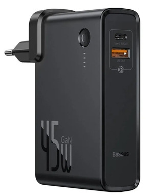 Павербанк Baseus Power Station (GAN) 2 in 1 1xUSB-C + 1xUSB-A 45W 10000mAh Black (PPNLD-C01)