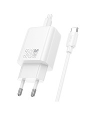 Мережевий зарядний пристрій Hoco N62 Gentle 1 USB-C 30 White Type-C to Type-C (1 USB-C) 30W + кабель Type-C to Type-C White