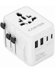 Мережевий зарядний пристрій Canyon OnTour 20 GaN Відсутній 70 2 USB-A + 3 USB-C White (2 USB-A + 3 USB-C) 70W White (CNS-TA70W1006W)