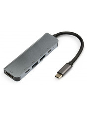 USB-хаб Vinga 5 in 1 Type-C (2xUSB 3.0 + 2xType-C + 1xHDMI) Grey (VCPHTC5AL)