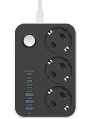 Мережевий фільтр ColorWay CW-CHE36PDB 3 2 3/2m + 3 USB + 3 Type-C Black