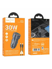 Автомобільний зарядний пристрій Hoco Z57A Glorious 30W Gray Type-C to Type-C 1 USB-A + 1 USB-C 1 USB-A + 1 USB-C + кабель Type-C to Type-C Gray