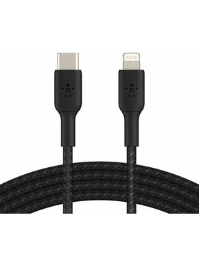 Кабель синхронізації Belkin Braided Type-C to Lightning 2m Black (CAA004BT2MBK)