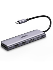 USB-хаб Ugreen CM195 Type-C (2xUSB 3.0 + 1xType-C PD + HDMI + SD + TF) Grey (UGR-70411)