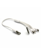 Кабель синхронізації PowerPlant USB to Lightning + Apple 30-pin + microUSB + miniUSB 12W 0.3m White (KABUSBALL)