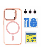 Чохол Stand Case with MagSafe and Camera Lenses для Apple iPhone 15 Pro Pink Pink (6941827530)