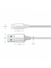 Кабель синхронізації Ugreen US199 USB to Lightning Silver Ні 2 2m Silver (60163)