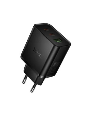 Мережевий зарядний пристрій Hoco N75 Grande (1 USB-A + 2 USB-C) 65W Black