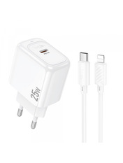 Мережевий зарядний пристрій Hoco CS53A Surplus Type-C to Lightning (1 USB-C) 25W + кабель Type-C to Lightning White