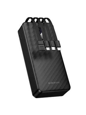 Павербанк Borofone BJ84A Smooth with four cables 1xUSB-C + 1xUSB-A 10W 20000mAh Black