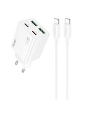 Мережевий зарядний пристрій Hoco N56 Fundador Type-C to Type-C White (2 USB-A + 2 USB-C) 30W + кабель Type-C to Type-C White