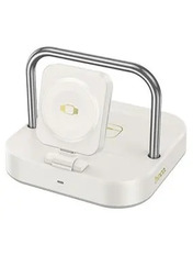 Мережевий зарядний пристрій Hoco CQ16A Astute 3-in-1 desktop charger+watch charger (1 USB-C) 36W Milky White