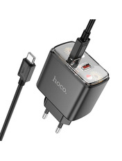 Мережевий зарядний пристрій Hoco CS43A (1 USB-C) 45W + кабель Type-C to Type-C Black () Black