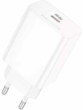 Мережевий зарядний пристрій Borofone BA21A Pro Long (1 USB-C) 20W White (6941991111402)