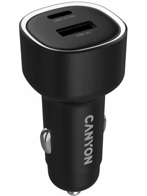 Автомобільний зарядний пристрій Canyon OnDrive 48 48W 1 USB-A + 1 USB-C Black (CNE-CCABR3AC)
