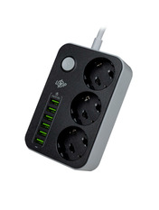 Мережевий фільтр LogicPower F24U6 3 1.6 3/1,6m White/Black (30327)