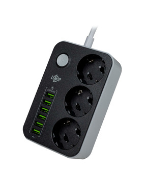 Мережевий фільтр LogicPower F24U6 3/1,6m White/Black (30327)