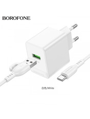 Мережевий зарядний пристрій Borofone BAS11A (1 USB-A) 10,5W + кабель Type-C White