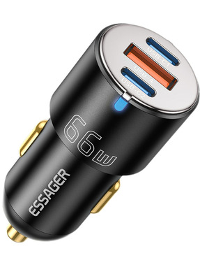 Автомобільний зарядний пристрій Essager City 66W 1 USB-A + 2 USB-C Black (ECC2C1A-FF01)