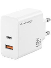 Мережевий зарядний пристрій Grand-X CH-960W GaN 65 White Відсутній 1 USB-A + 1 USB-C (1 USB-A + 1 USB-C) 65W White (CH-960W)