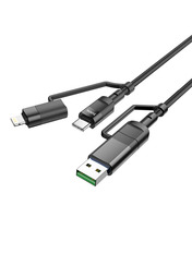 Кабель синхронізації Hoco U106 Moulder USB/Type-C to Lightning + Type-C 100W 1,2m Black