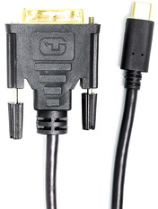 Кабель передачі відео PowerPlant Type-C to DVI 1m Black
