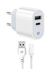 Мережевий зарядний пристрій MadeInFuture MFS12 12 1 USB-A + 1 USB-C Type-C White (1 USB-A + 1 USB-C) 12W + кабель Type-C White (MIF82822)