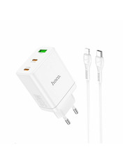 Мережевий зарядний пристрій Hoco N33 Start Type-C to Lightning (1 USB-A + 2 USB-C) 35W + кабель Type-C to Lightning White 1 USB-A + 2 USB-C 35 White