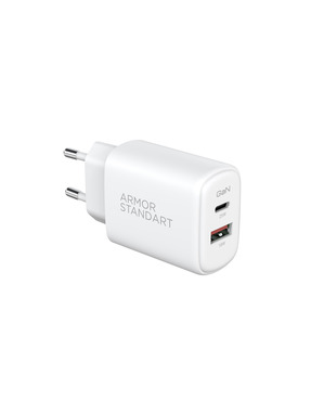 Мережевий зарядний пристрій ArmorStandart Poweraze GaN (1 USB-A + 1 USB-C) 25W White (ARM87067)