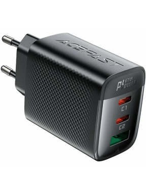 Мережевий зарядний пристрій ACEFAST A108 GaN (1 USB-A + 2 USB-C) 67W Black (6974316284048)