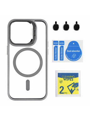 Чохол Stand Case with MagSafe and Camera Lenses для Apple iPhone 15 Pro Grey (6983471025)