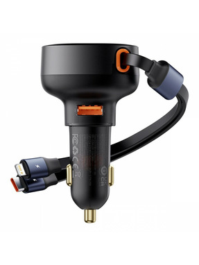 Автомобільний зарядний пристрій Baseus Enjoyment Pro 60W 1 USB-A + 1 USB-C + кабель Lightning+Type-C Black