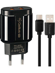 Мережевий зарядний пристрій Gelius Pro Avangard GP-HC06 Type-C (2 USB-A) 12W + кабель Type-C Black (75589)