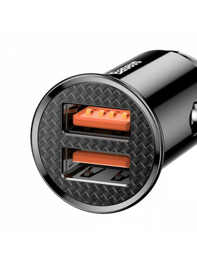 Автомобільний зарядний пристрій Baseus Circular Plastic 30W 2 USB-A Black (CCALL-YD01)