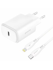 Мережевий зарядний пристрій Proove Silicone Power 2 1 USB-C White (1 USB-C) 20W + кабель Type-C to Lightning White (WCSP22010002)