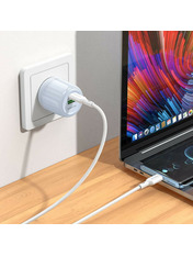 Мережевий зарядний пристрій Borofone BA93A Lustrous Blue (1 USB-A + 1 USB-C) 20W Blue