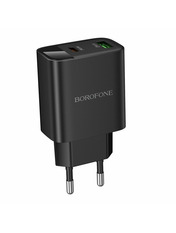 Мережевий зарядний пристрій Borofone BA96A (1 USB-A + 1 USB-C) 20W Black