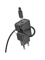 Мережевий зарядний пристрій Hoco N62 Gentle Type-C to Lightning Black (1 USB-C) 30W + кабель Type-C to Lightning Black