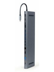 USB-хаб Cablexpert A-CM-COMBO9-01 Type-C (3xUSB 3.1 + 2xUSB 2.0 + 1xType-C + 1xHDMI + 1xRJ45 + 1xVGA + SD + TF) Grey (A-CM-COMBO9-01)