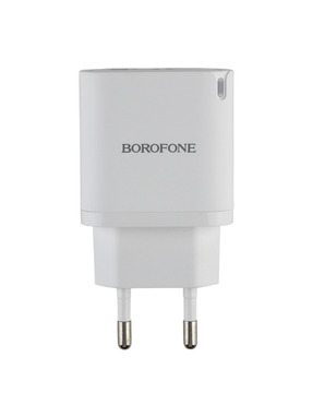 Мережевий зарядний пристрій Borofone BA83A (1 USB-A + 1 USB-C) 20W + кабель Type-C to Type-C White