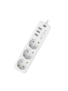 Мережевий фільтр LogicPower PREMIUM LP-X3 3/4m + 3 USB White (19526)