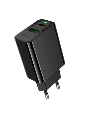 Мережевий зарядний пристрій Hoco CS94A Leader (1 USB-A + 1 USB-C) 20W Black
